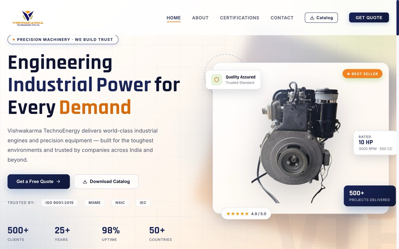 Vishwakarma TechnoEnergy website preview